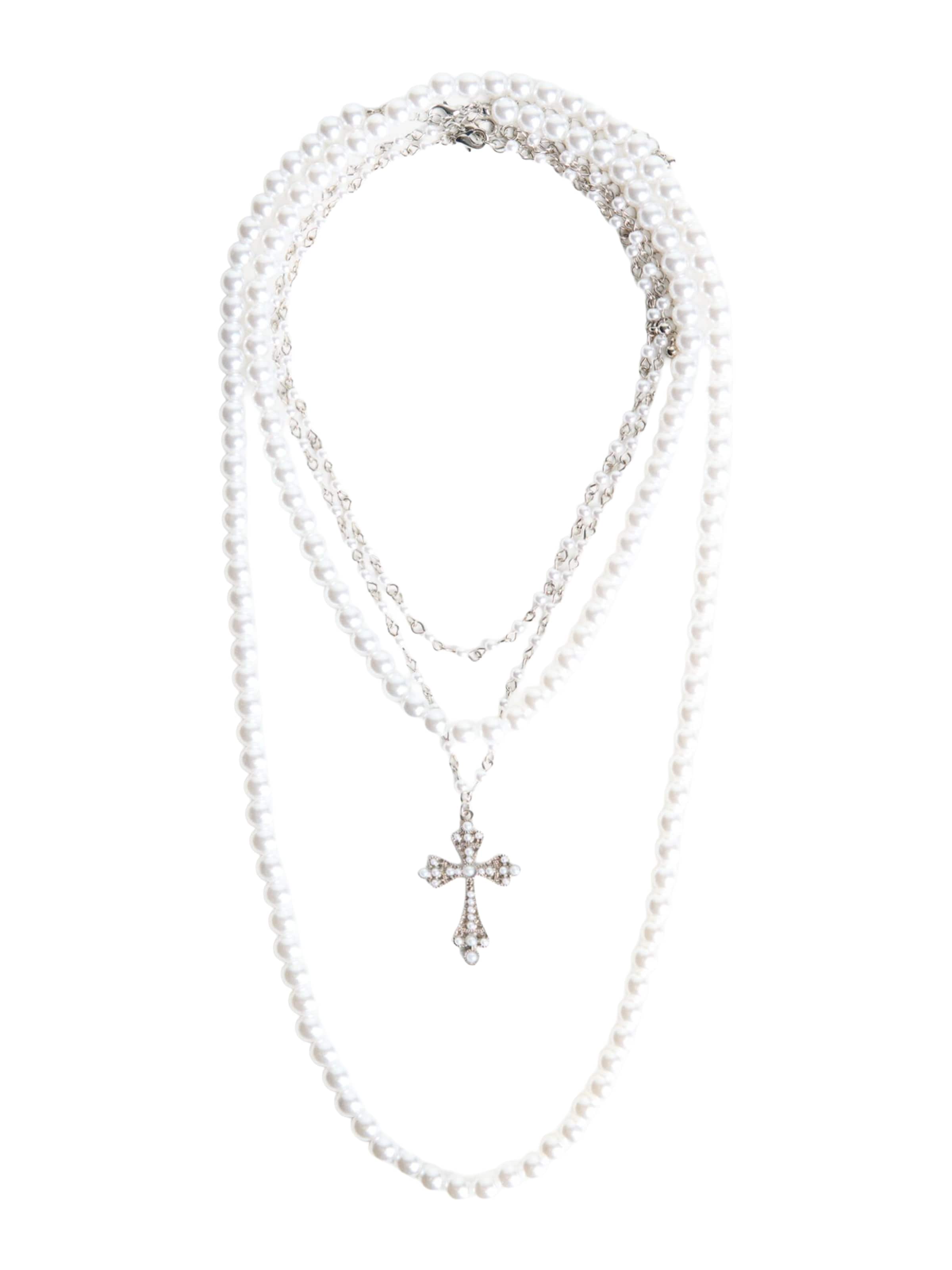 Bershka Kette in silber / weiß, Produktansicht