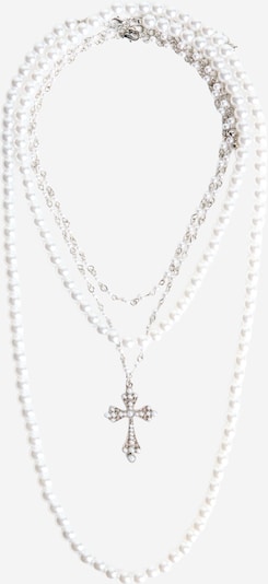 Bershka Kette in silber / weiß, Produktansicht