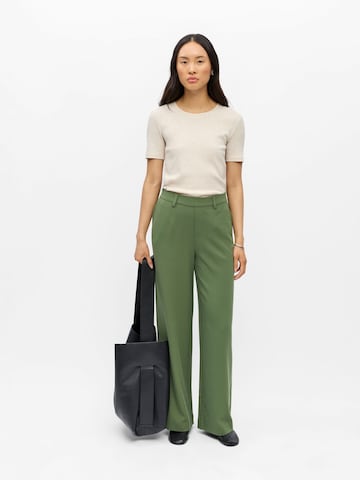 OBJECT Wide leg Pleat-Front Pants 'OBJLisa' in Green: front