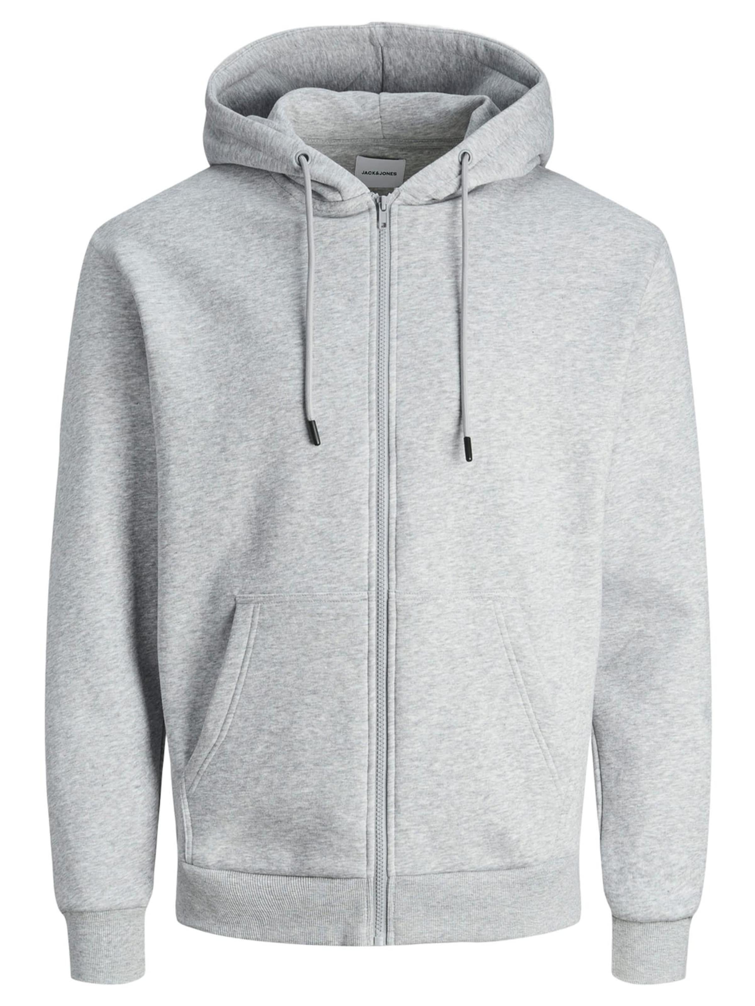 JACK & JONES Zip-Up Hoodie 'Bradley' in Grey: front
