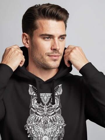 Neverless Sweatshirt 'Free Mind Owl' in Black