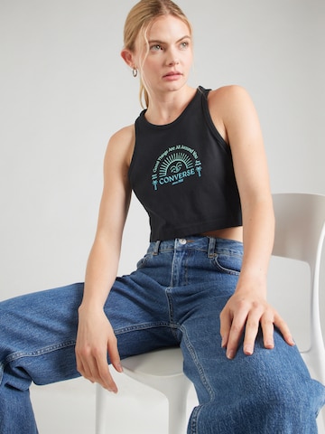CONVERSE Топ 'GOOD VIBES' в Черный: спереди