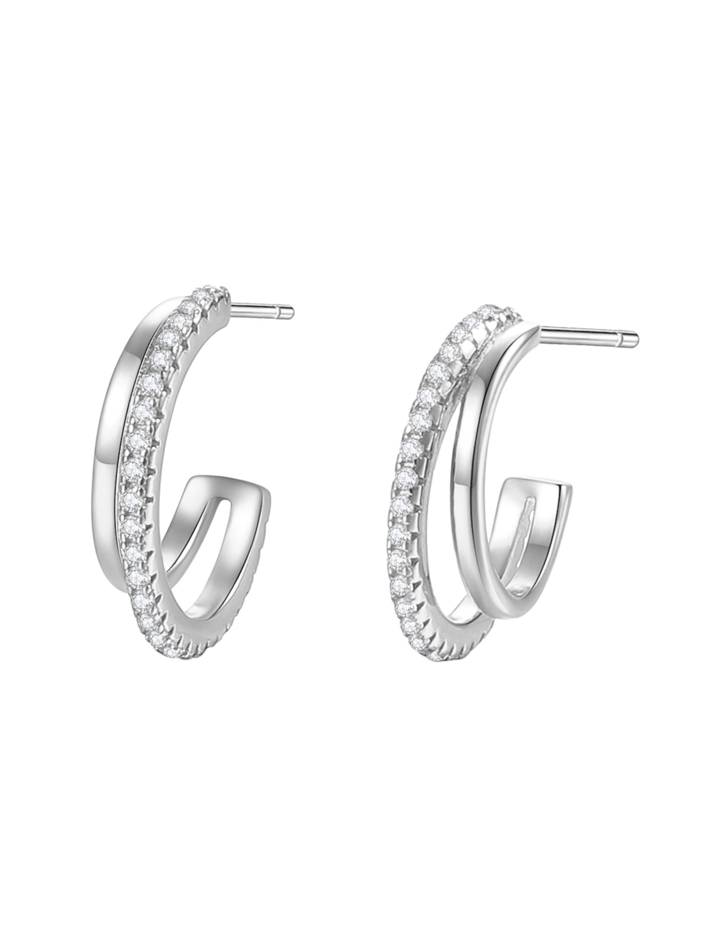 Hey Happiness Oorbellen 'Duo Sparkle' in Zilver