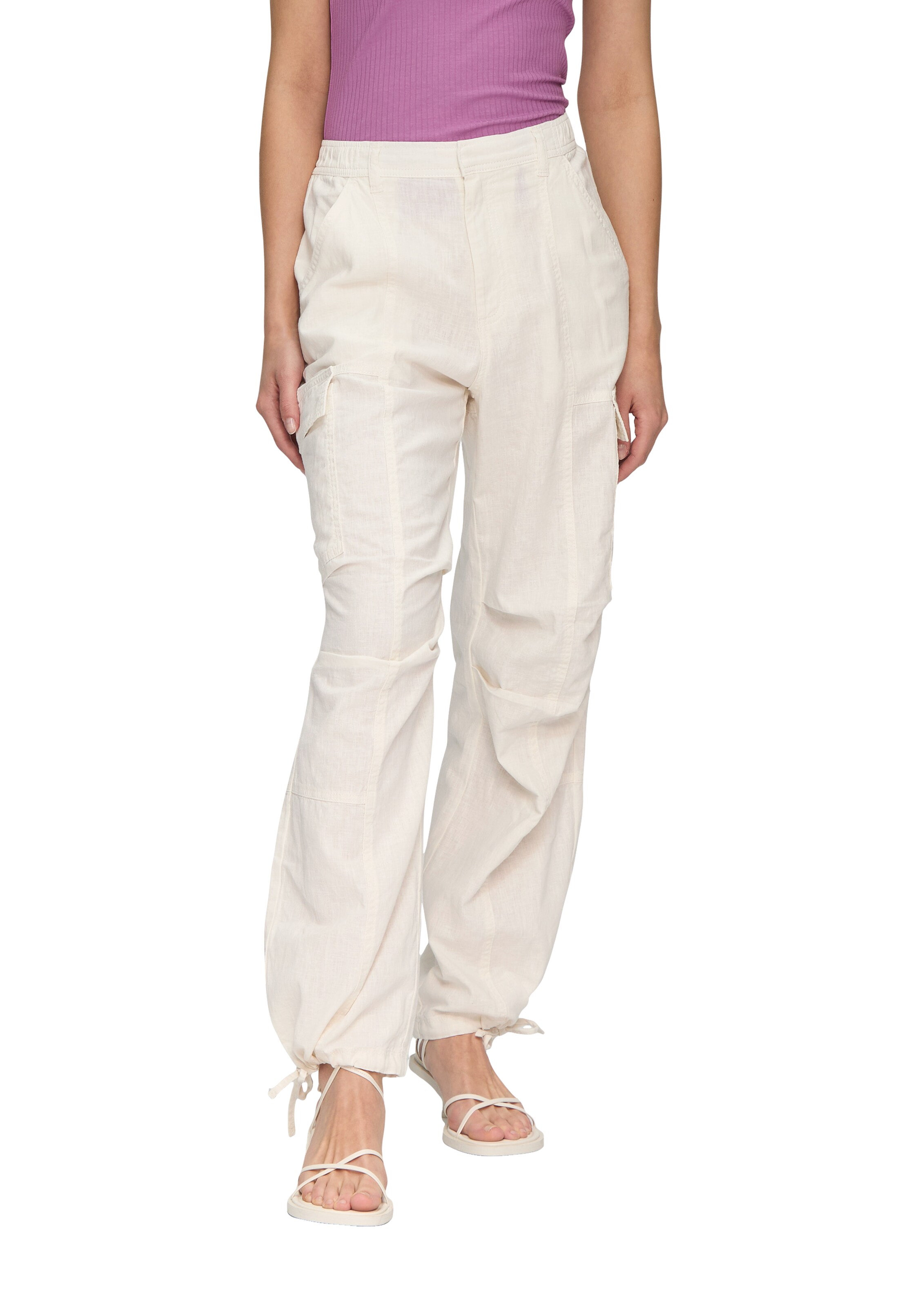 QS Wide leg Cargobroek in Beige