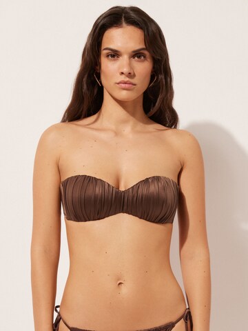 CALZEDONIA Bandeau Bikini Top in Brown: front