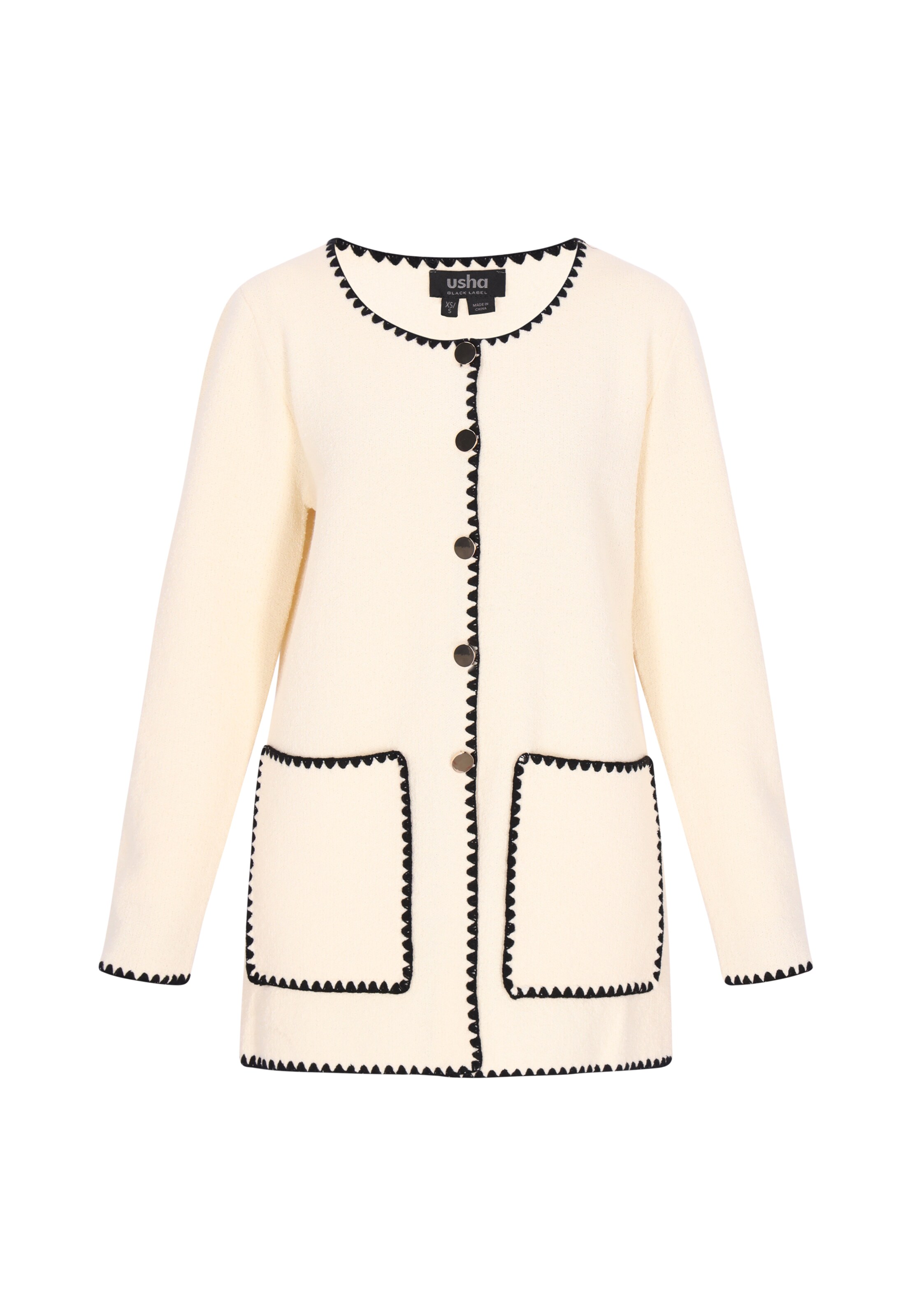 usha BLACK LABEL Gebreid vest in Wit: voorkant