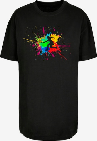 Merchcode Oversized shirt 'Color Splash Player' in Zwart: voorkant