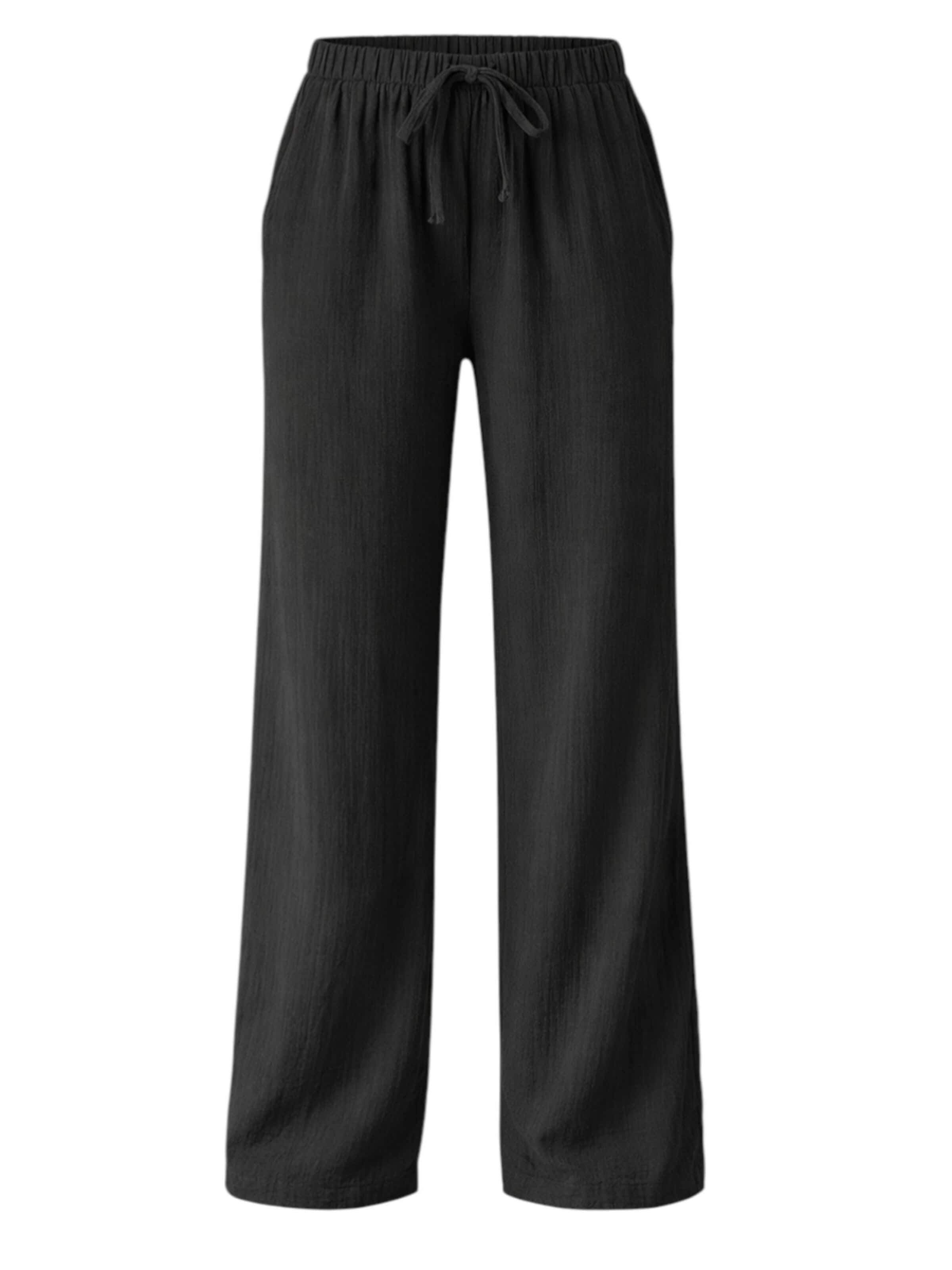WENOR - Pierna ancha Pantalón 'Eleni' en negro: frente