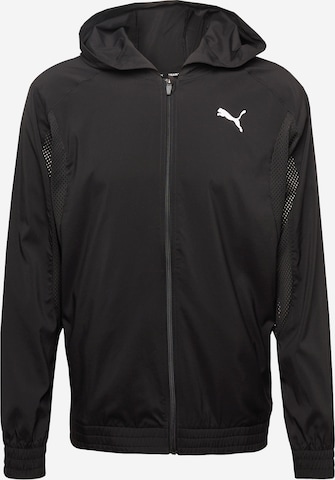 PUMA Athletic Jacket in Black: front