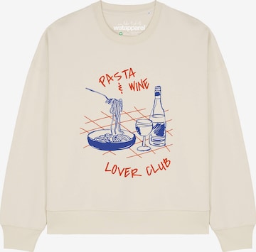 Sweat-shirt 'Pasta lover club ' Watapparel en beige : devant