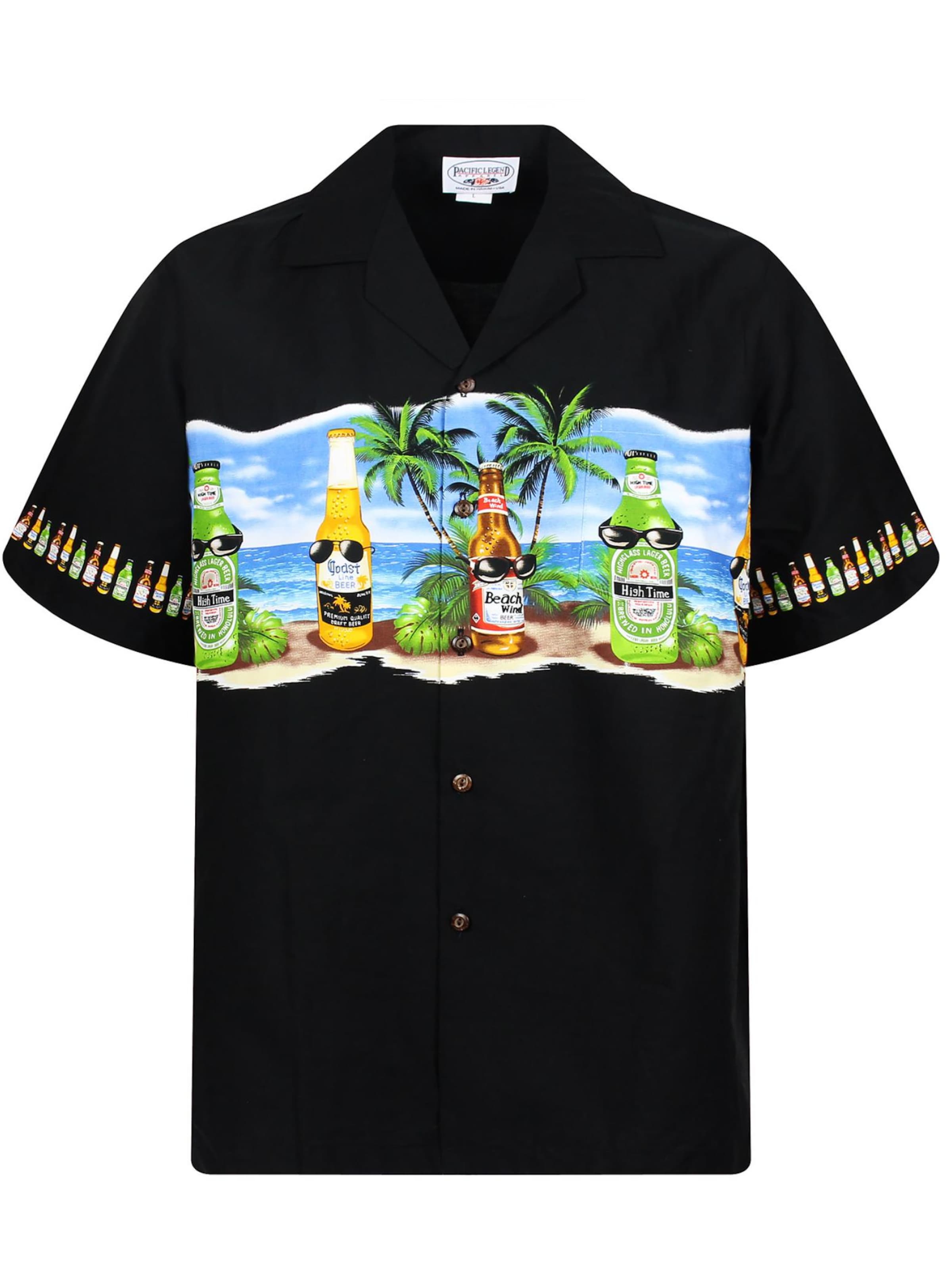 Pacific Legend Regular Fit Hemd 'Corona Brustdruck'‌‌‌ in Schwarz: Vorderseite