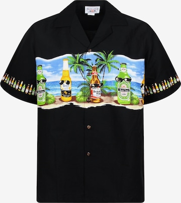 Pacific Legend Button Up Shirt 'Corona Brustdruck' in Black: front