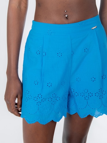 mėlyna Influencer Laisvas Kelnės 'Broderie'