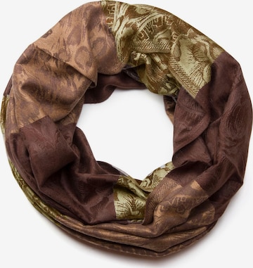 styleBREAKER Loop scarf 'Loop mit Hibiskus Blüten und Paisley Muster' in Brown: front