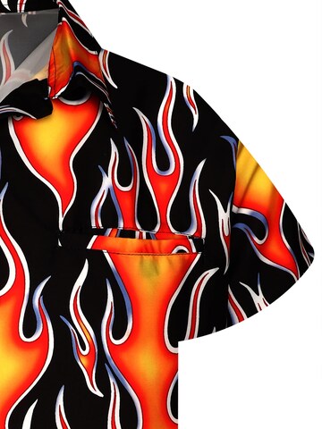 King Kameha Shirt 'Flames Wild' in Orange