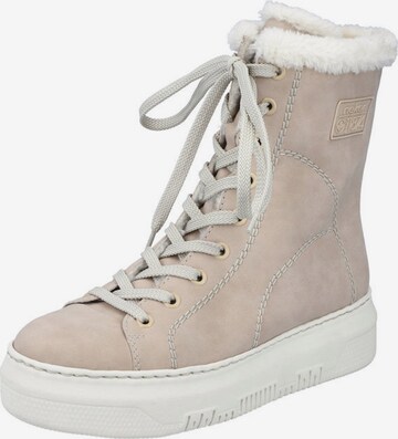 Rieker Lace-Up Boots in Beige: front