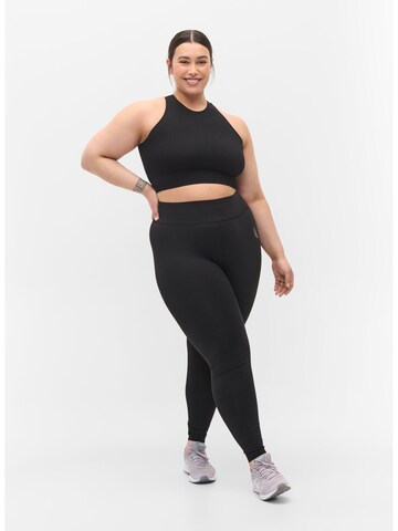 Active by Zizzi Skinny Sporthose 'ABASIC' in Schwarz