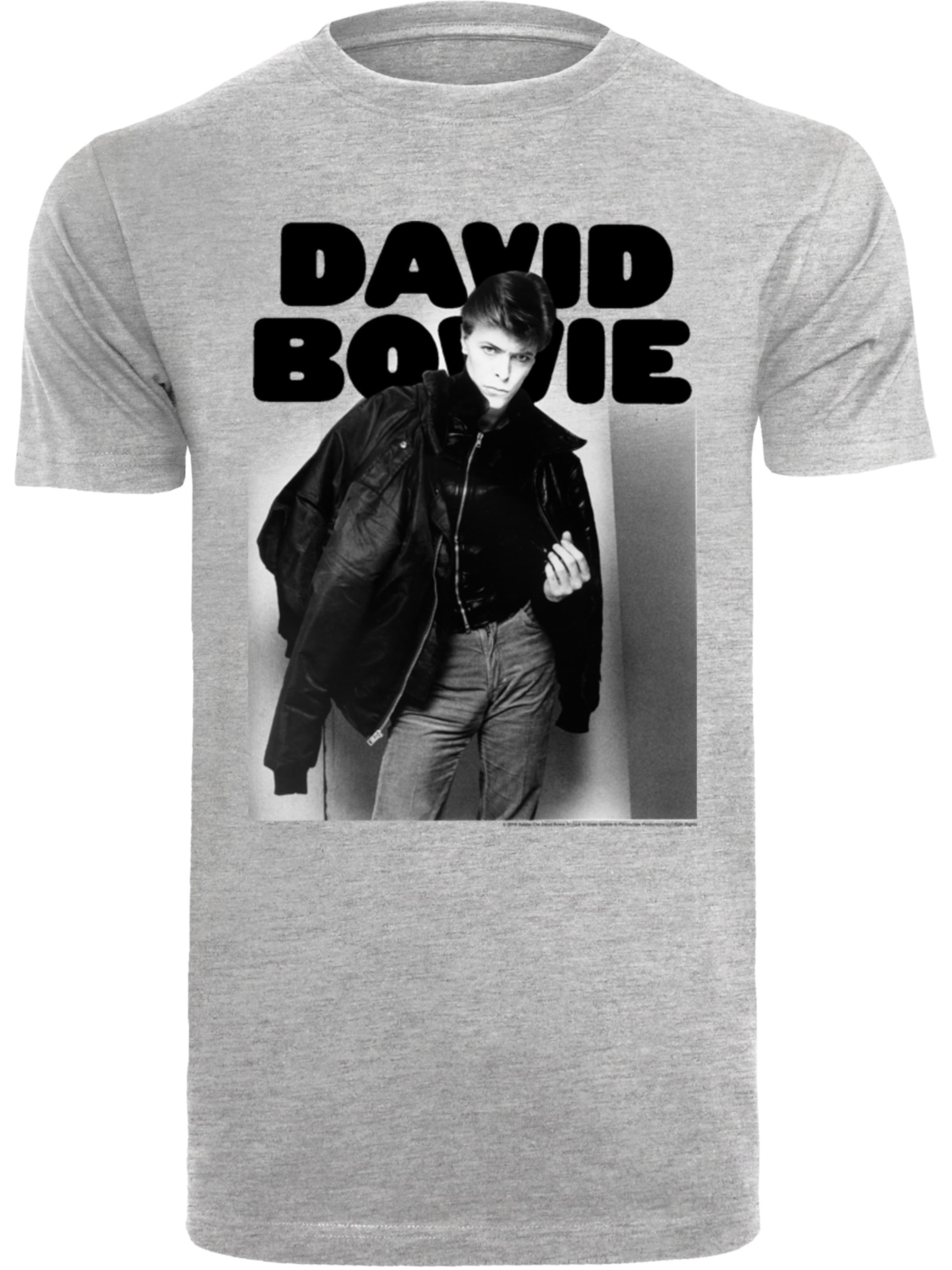 F4NT4STIC Shirt 'David Bowie Jacket Photograph' in Grijs: voorkant