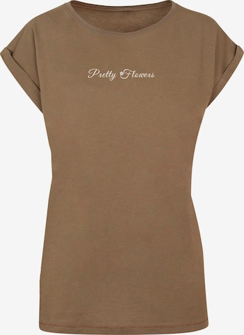 Merchcode Shirt 'Pretty Flowers' in Bruin: voorkant