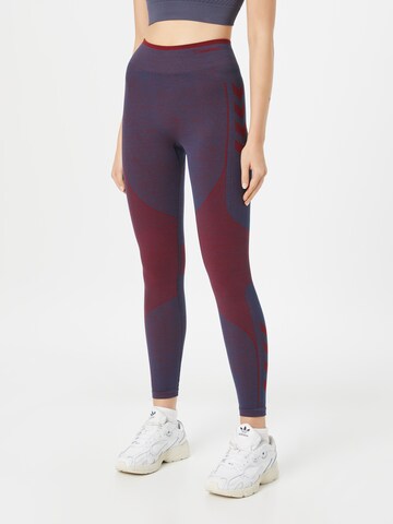 Skinny Pantalon de sport 'ALY' Hummel en rouge : devant