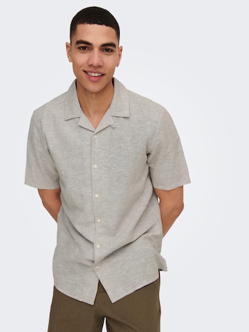 Only & Sons Slim fit Button Up Shirt 'Caiden' in Grey: front