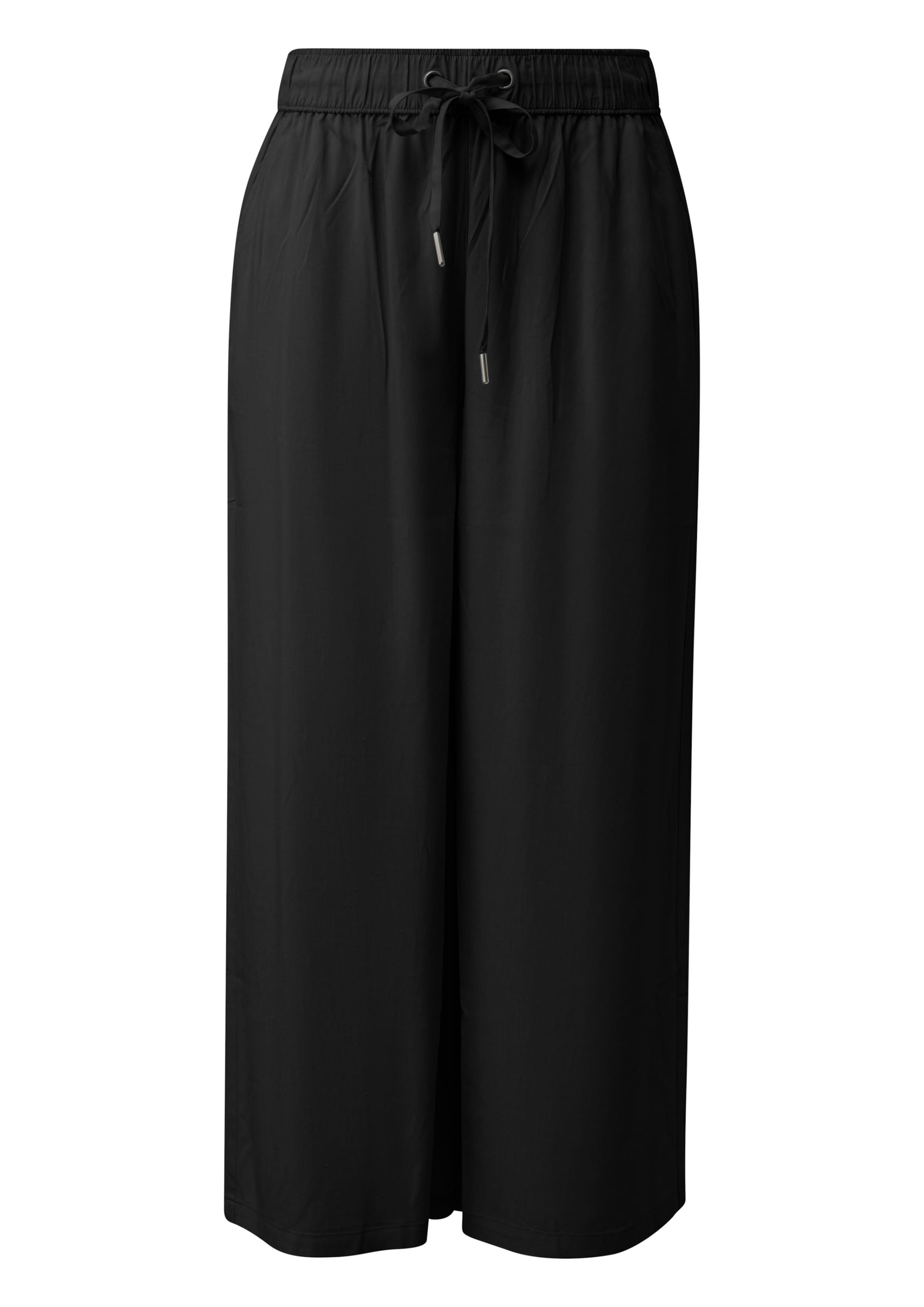 QS Wide Leg Hose in Schwarz: Vorderseite