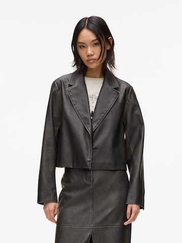 KARL LAGERFELD JEANS Blézer 'DISTRESSED' - fekete: elől