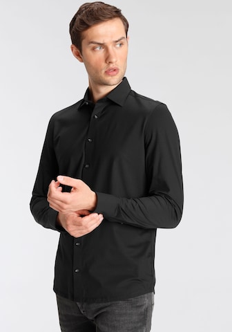 OLYMP Slim fit Zakelijk overhemd in Zwart: voorkant