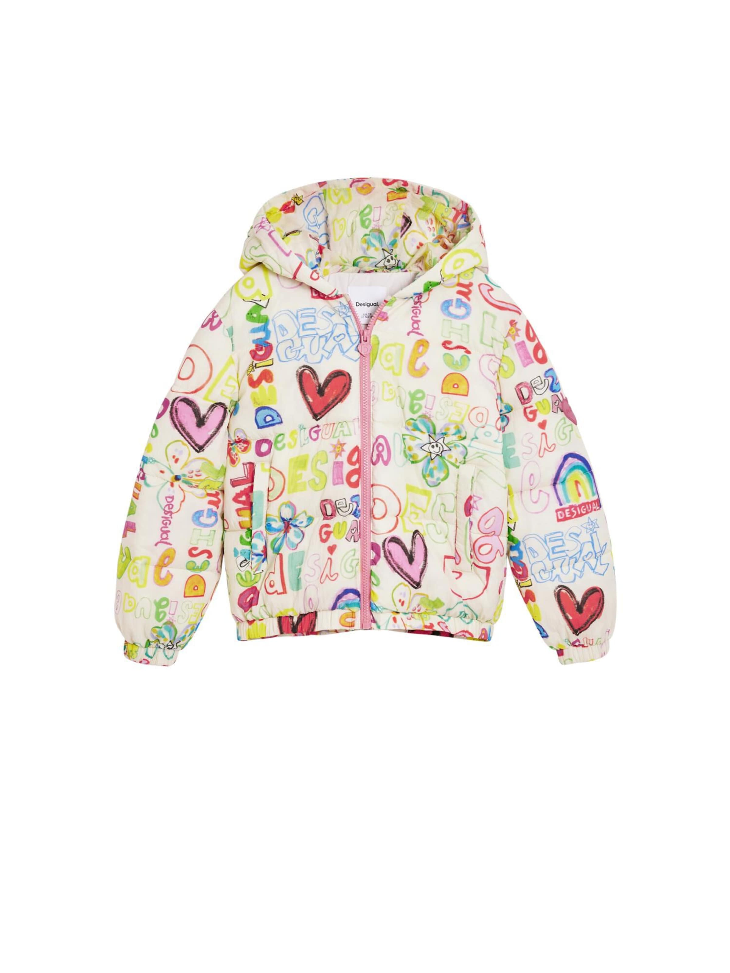 Giacca invernale Desigual di colore giallo chiaro / arancione / rosa / rosso / bianco naturale, Visualizzazione prodotti