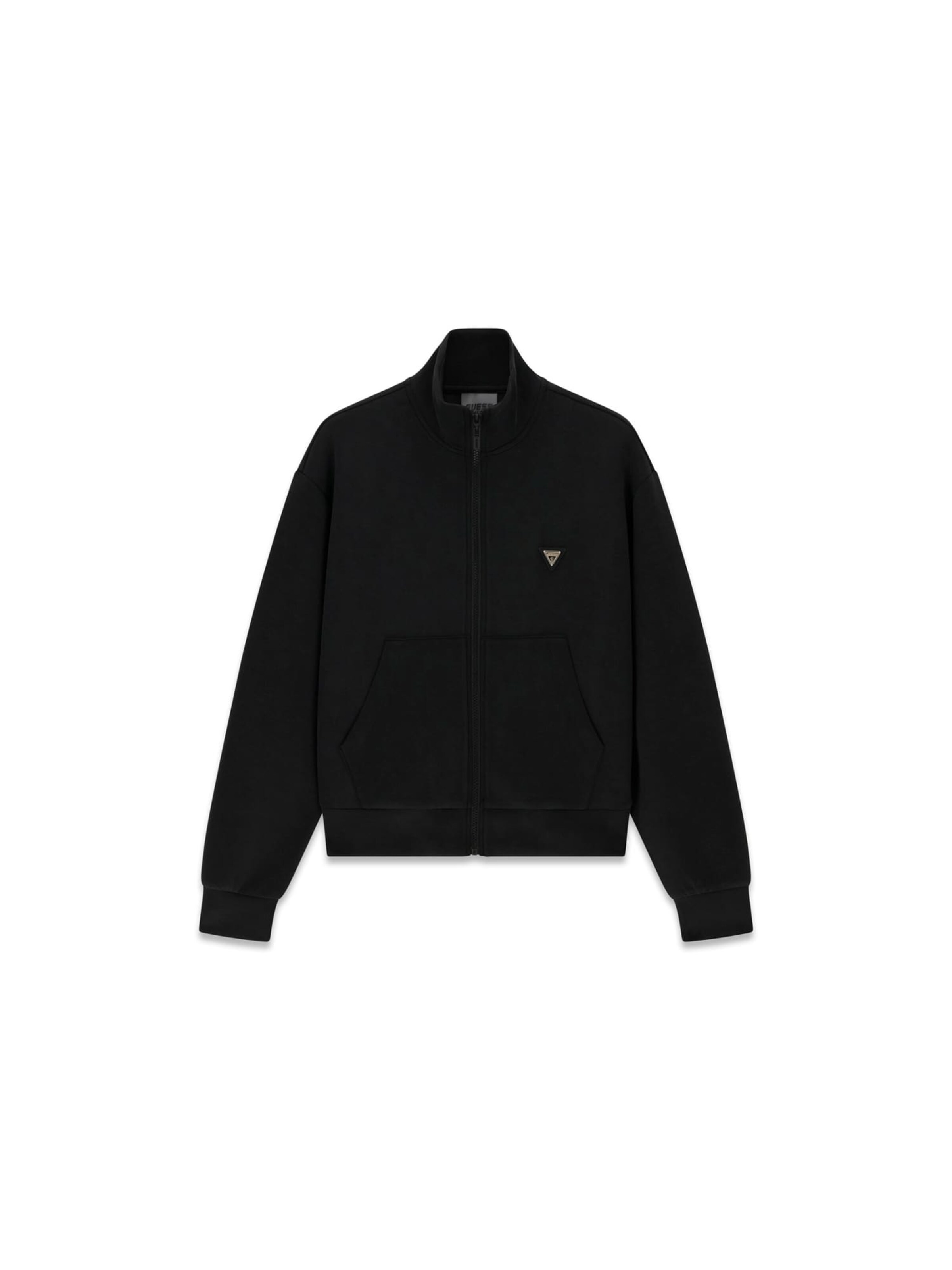 GUESS Athletic Zip-Up Hoodie in Black: front