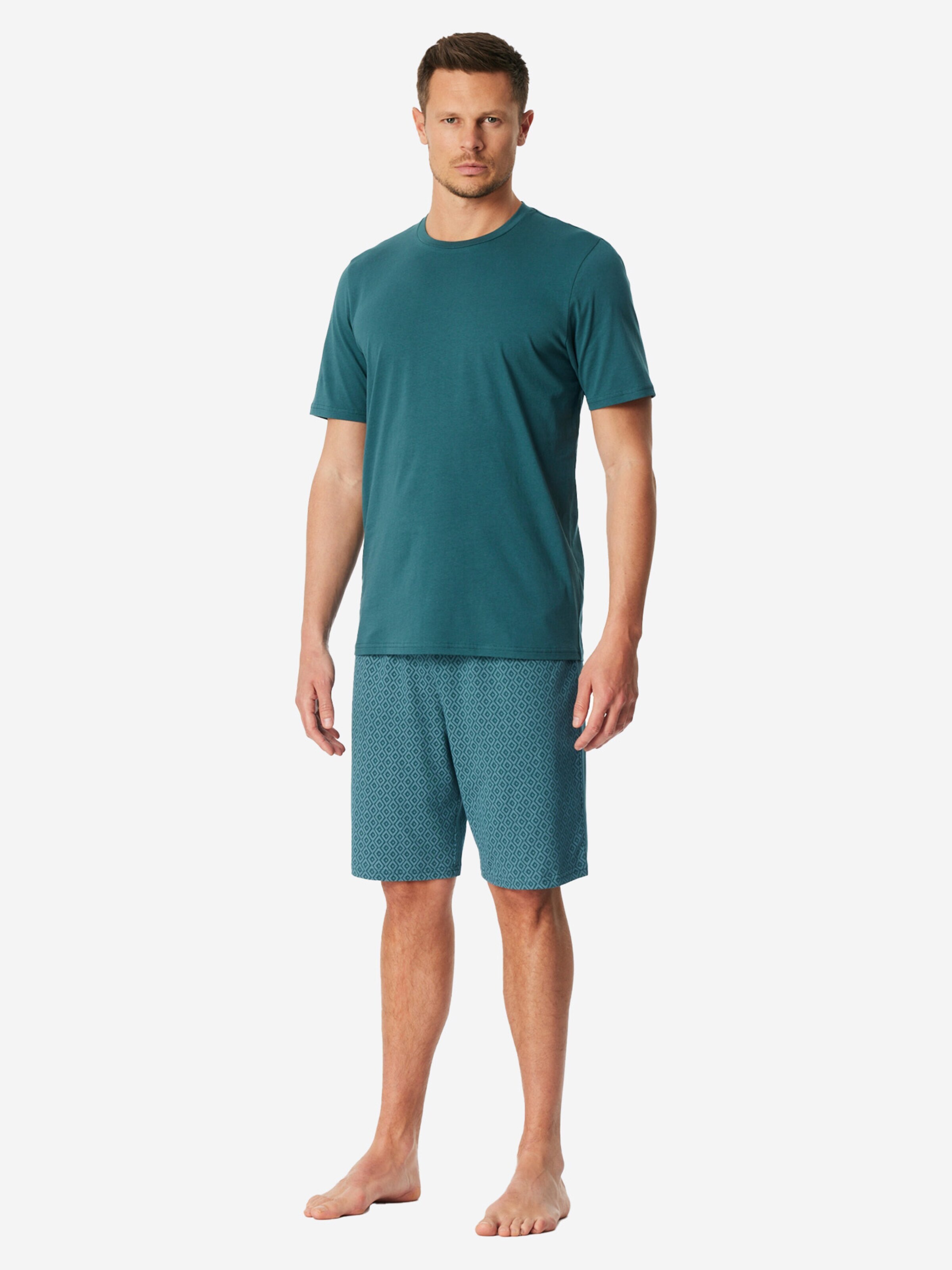 SCHIESSER Pyjama lang 'Casual Essentials' in Groen: voorkant