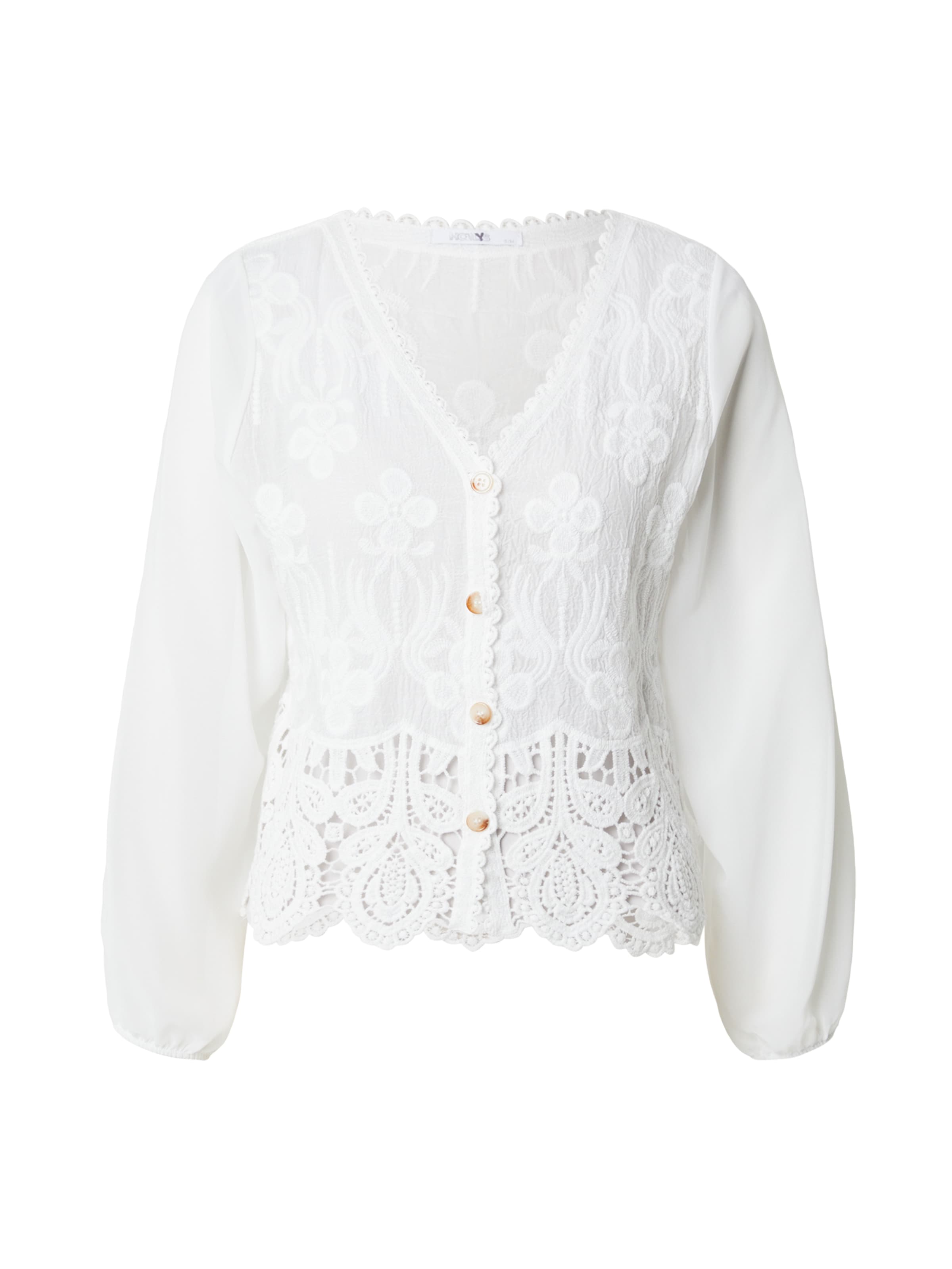 Hailys Blouse 'LS C BL Al44mina' in de kleur Wit, Productweergave