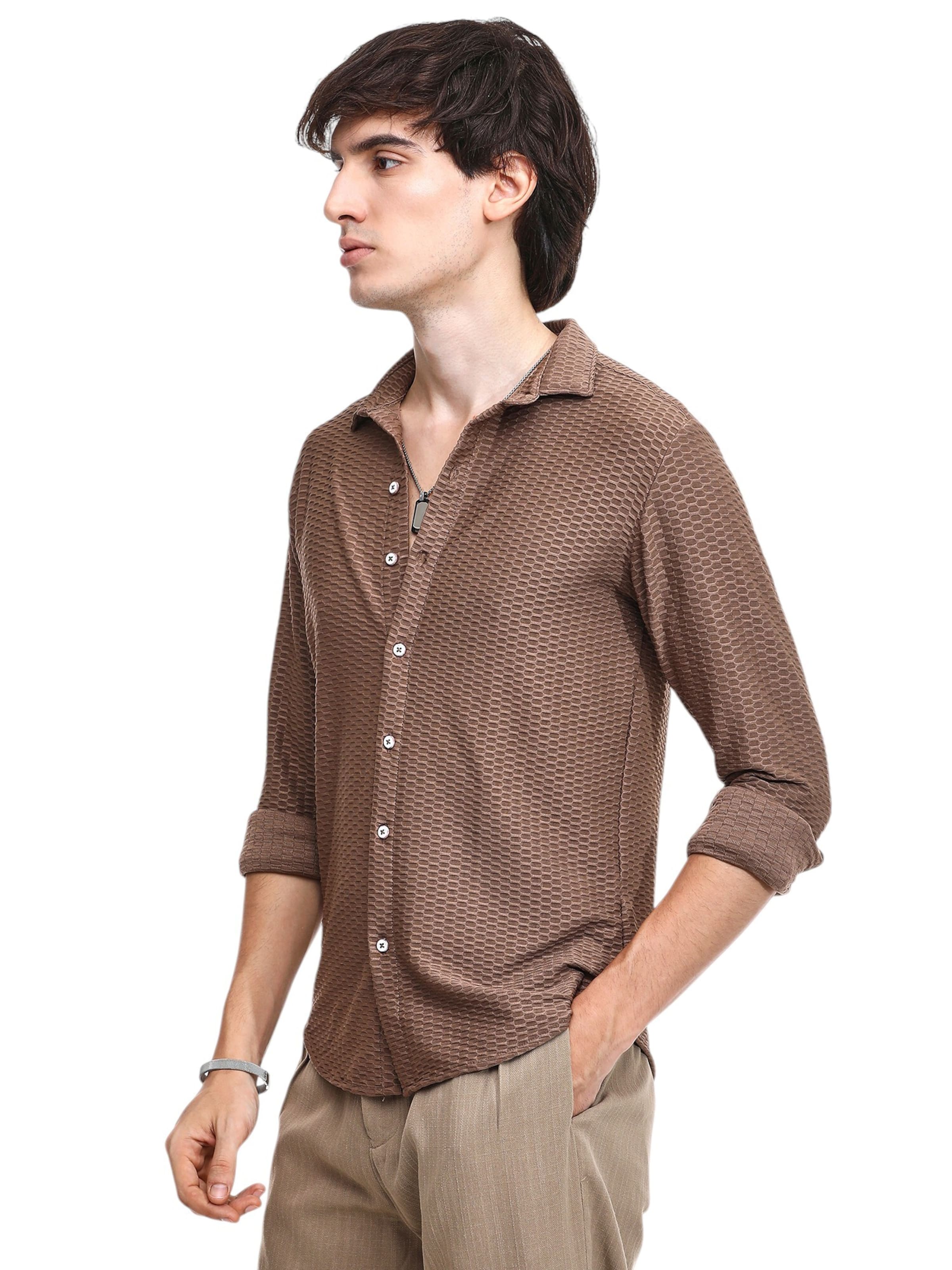 Campus Sutra Regular fit Риза 'Samara' в кафяво