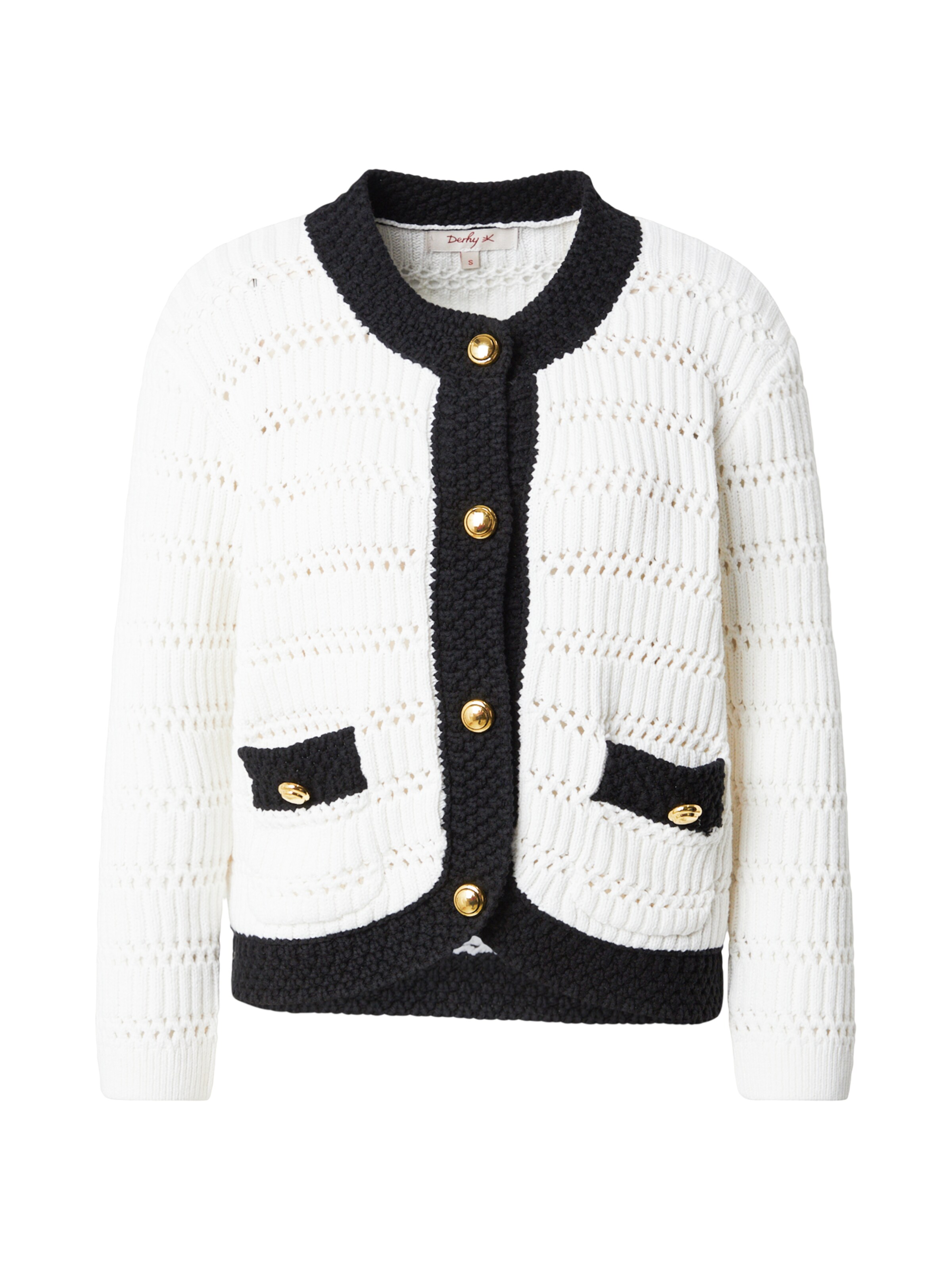 Derhy Плетена жилетка 'PIA GILET MAILLE' в бяло: отпред