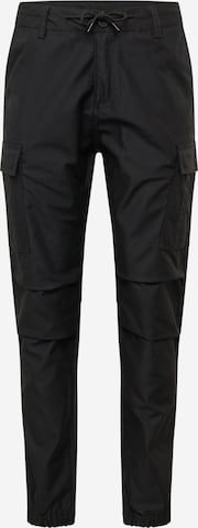 Vintage Industries Tapered Cargobroek 'Ridge' in Zwart: voorkant