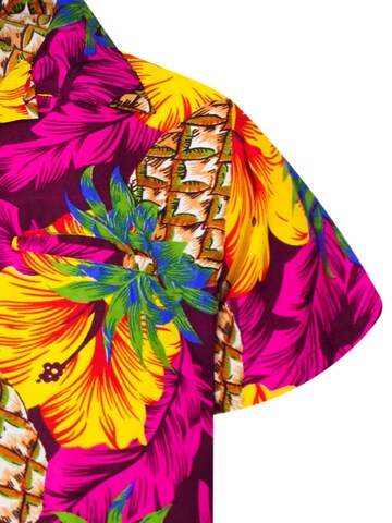 King Kameha Shirt 'Pineapple Hibiscus' in Pink
