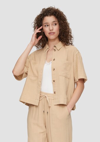 QS Blouse in Beige: front