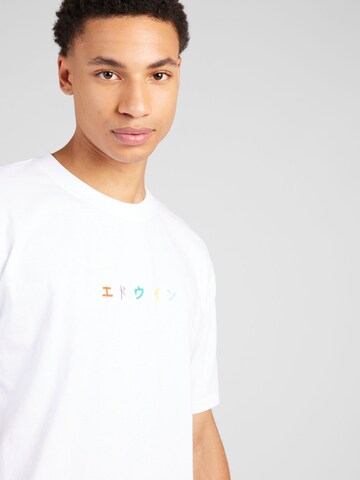EDWIN Regularny krój Koszulka 'Katakana Embroidery' w kolorze biały