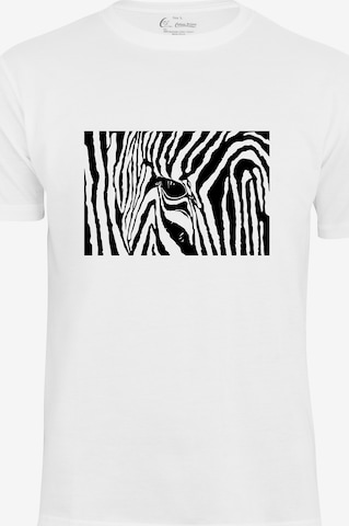 Maglietta 'Black & White Zebra Eye' di Cotton Prime in bianco: frontale