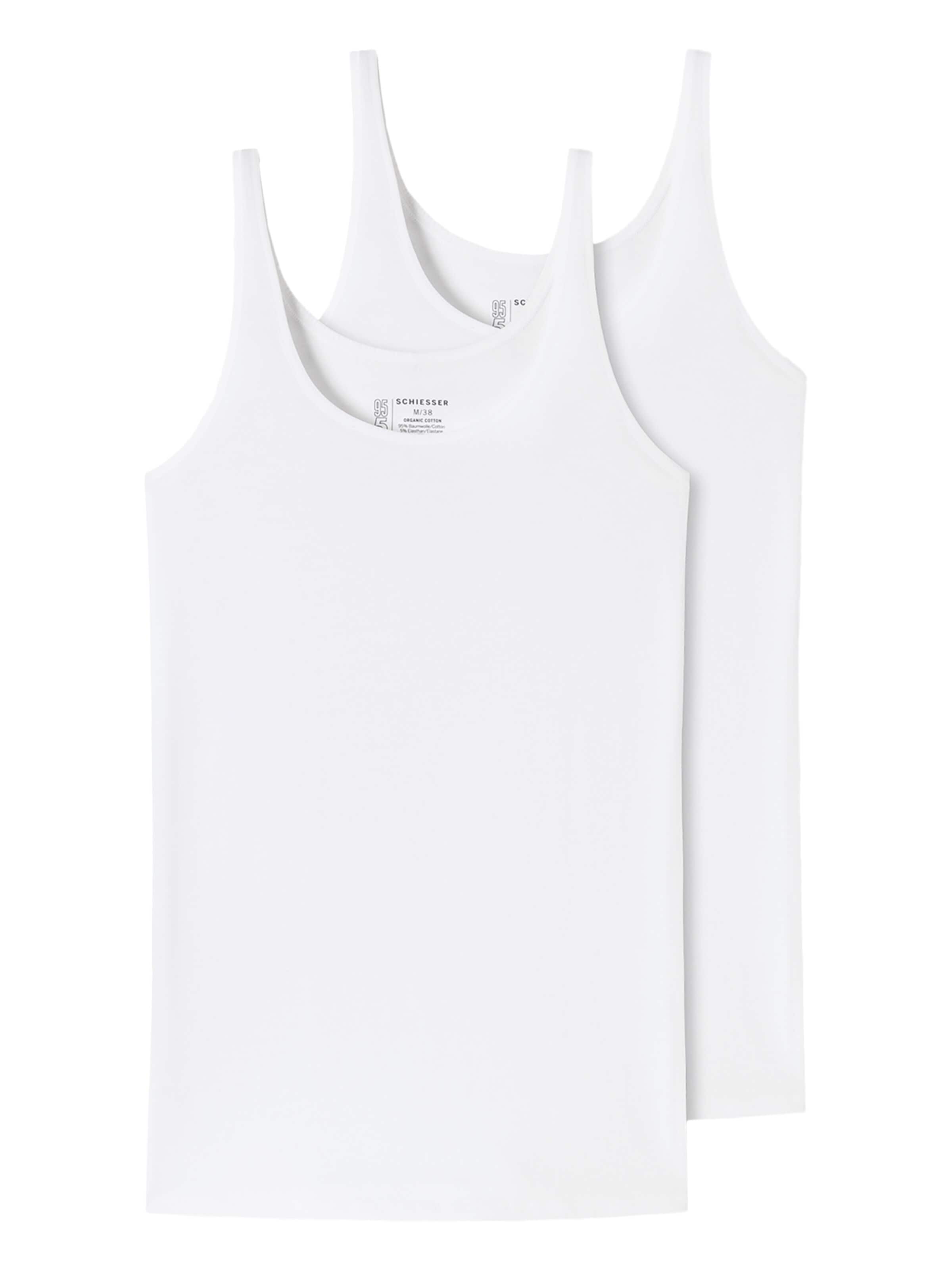 SCHIESSER Undershirt '2er Pack Trägertop 95/5 Cotton' in White: front