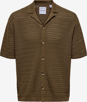 Only & Sons Comfort Fit Strickjacke 'ONSThiago' in Braun: Vorderseite