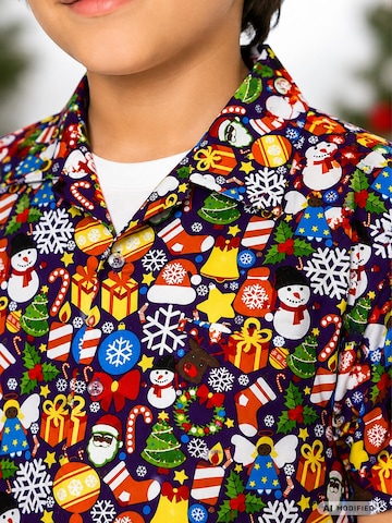 King Kameha Regular fit Overhemd 'Christmas Allover' in Lila