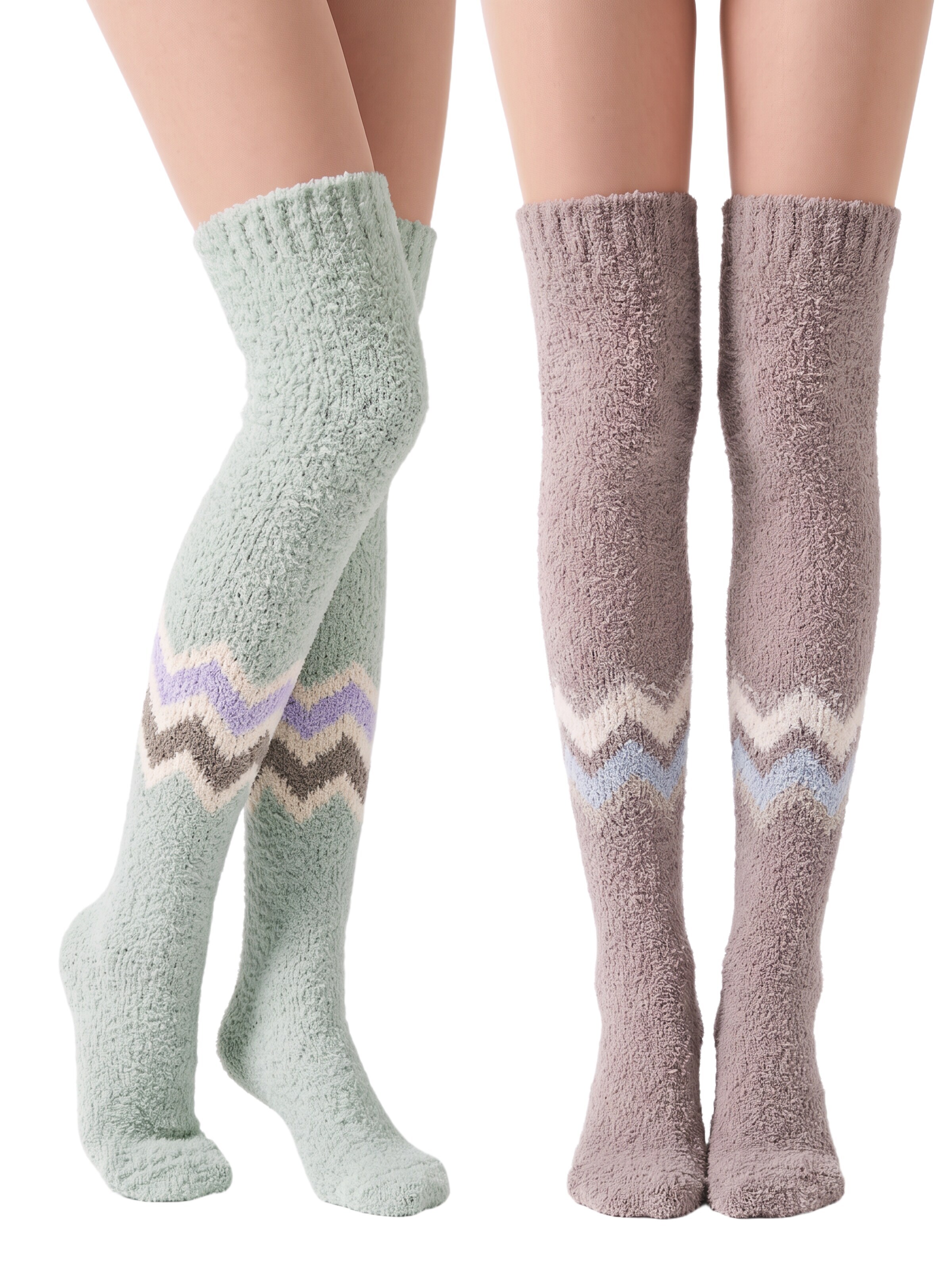 BONVERANO Over the Knee Socks in Brown