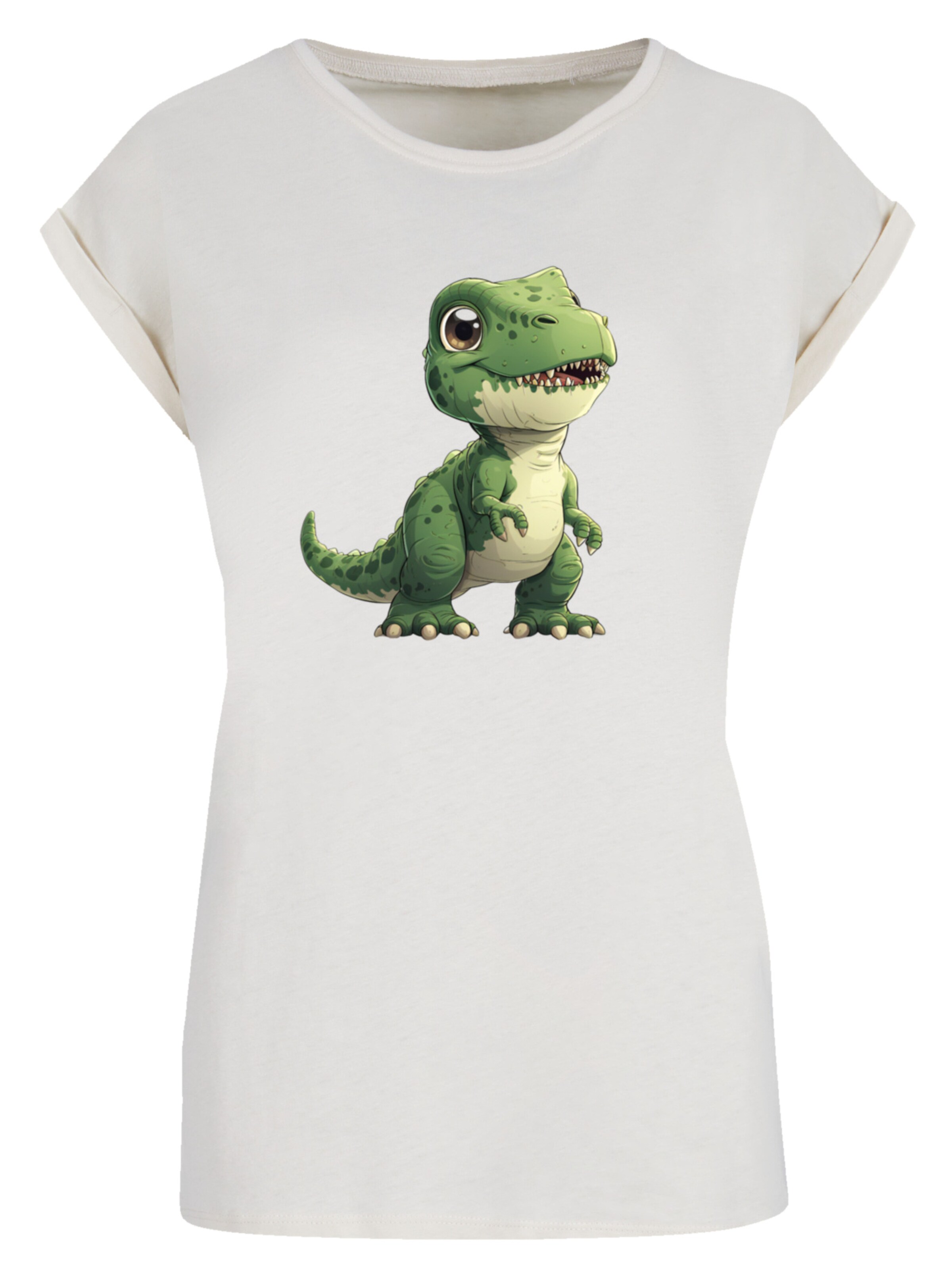 F4NT4STIC Shirt 'Süßer grüner Dino' in Beige: voorkant