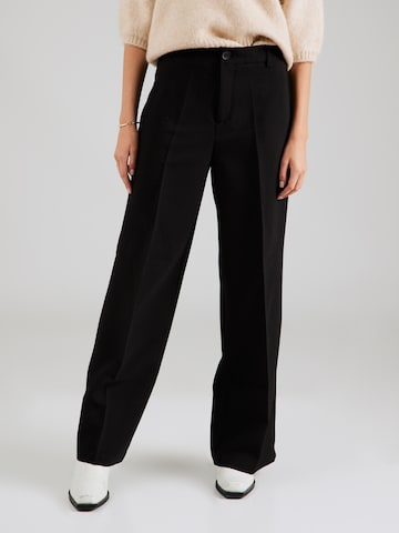 ONLY Regular Trousers with creases 'FLAX' in Black: front