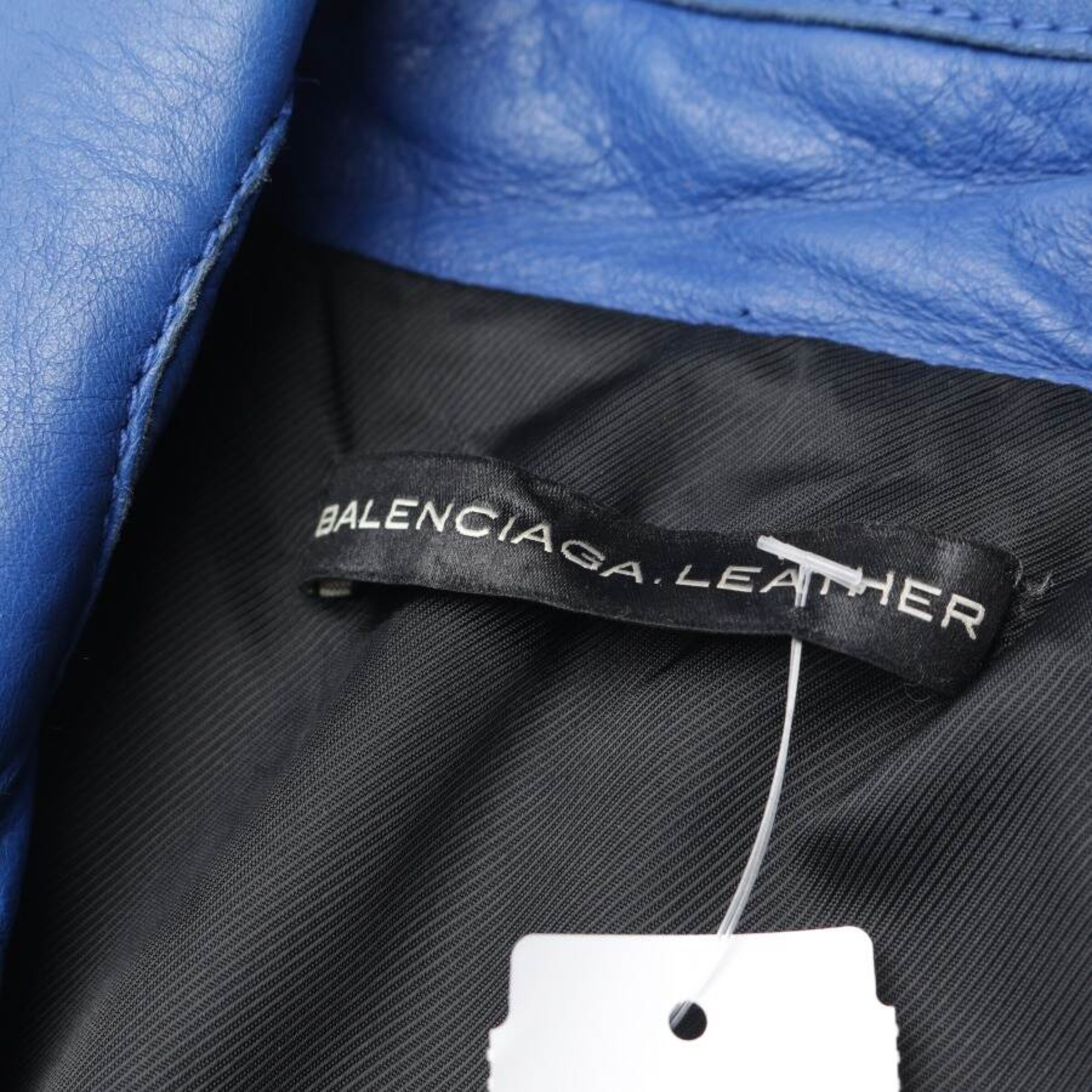 Balenciaga Lederjacke / Ledermantel XS in Blau