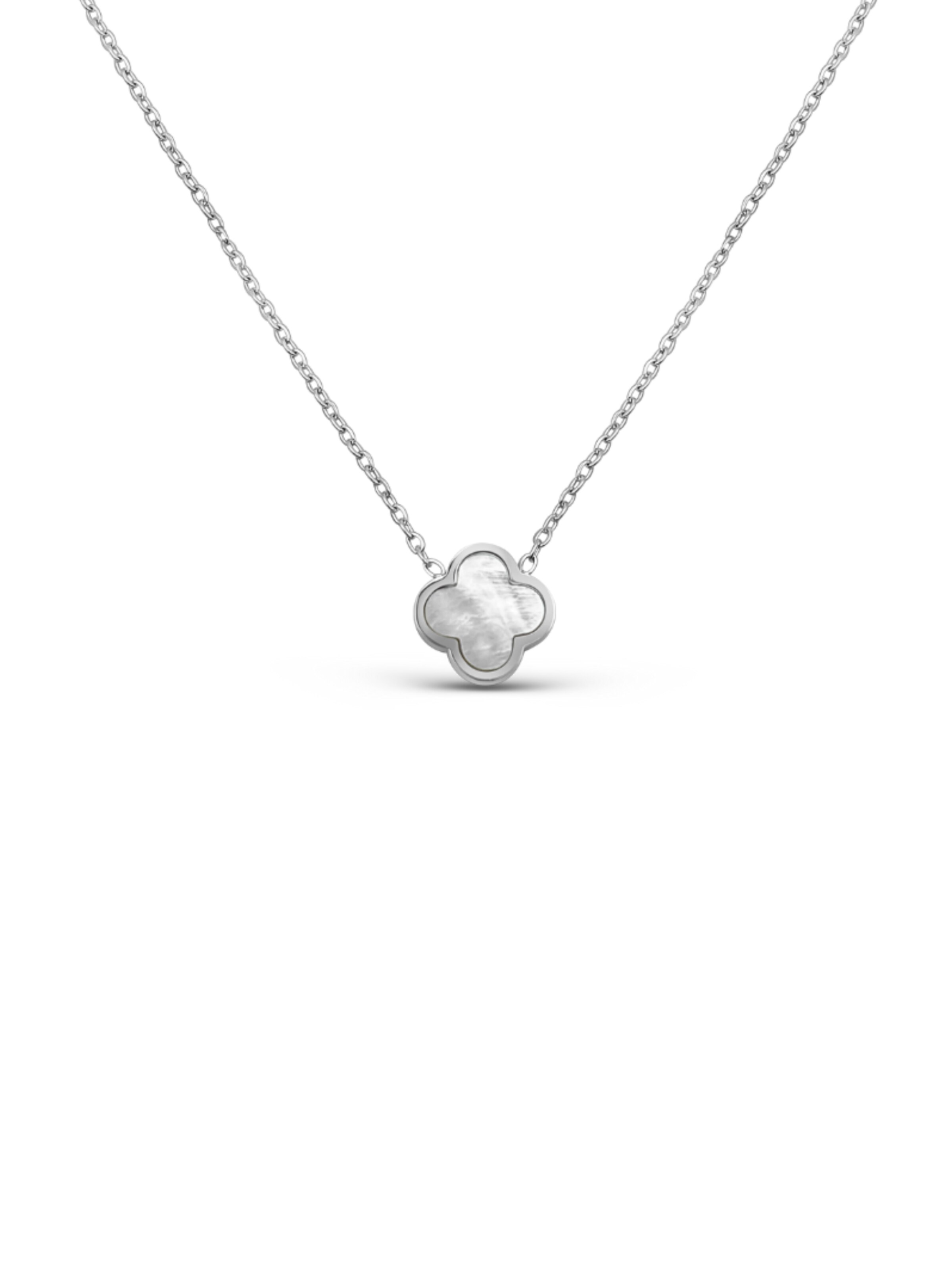 Pure Schmuck Kette 'Clover Perlmutt'‌‌‌‌‌‌‌‌‌ in Silber: Vorderseite