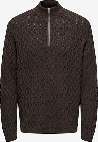 Pull-over 'ONSLEONARD' Only & Sons en marron : devant