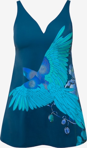 Ulla Popken Bustier Tankini in Blauw: voorkant