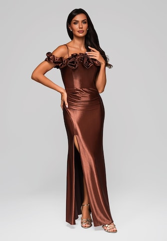 Ombre Avondjurk 'Dorotea' in Bruin: voorkant